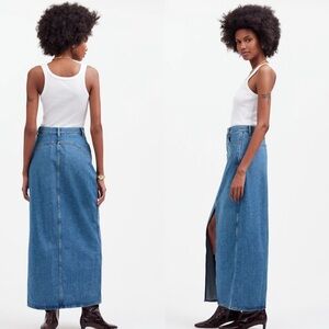 Madewell Womens Denim Western Maxi Skirt Size 33 Blue Front Split NWT